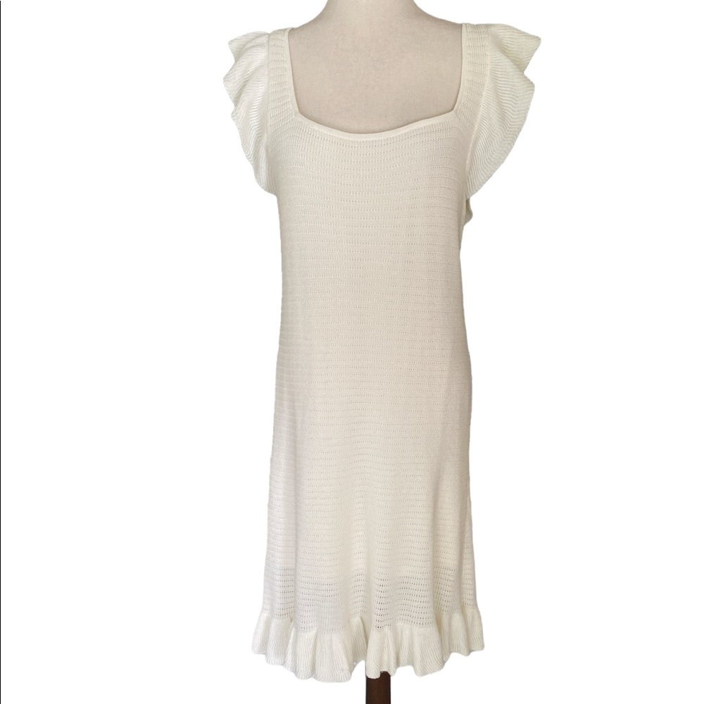 NWT House of Harlow 1960 Flutter Sleeve Scoop Neck Knit Sweater Midi Dress - L - Picture 3 of 14